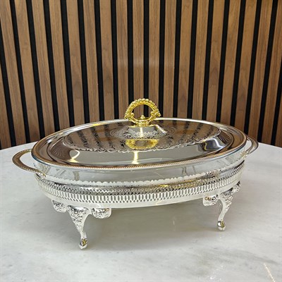 Winterbach Calista Isıtıcılı Oval Büyük Sunumluk Silver Gold