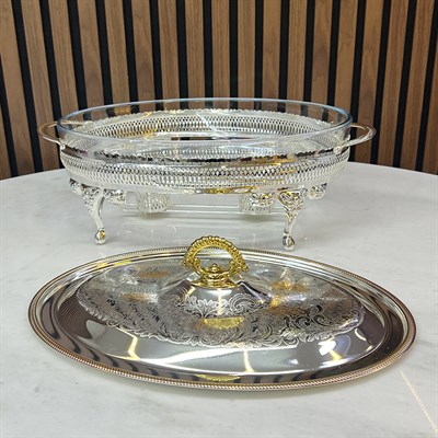 Winterbach Calista Isıtıcılı Oval Büyük Sunumluk Silver Gold
