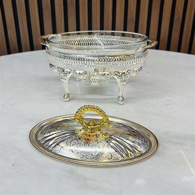 Winterbach Calista Isıtıcılı Oval Küçük Sunumluk Silver Gold