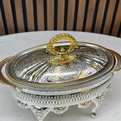 Winterbach Calista Isıtıcılı Oval Küçük Sunumluk Silver Gold