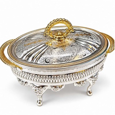 Winterbach Calista Isıtıcılı Oval Küçük Sunumluk Silver Gold