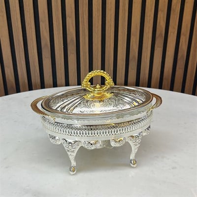 Winterbach Calista Isıtıcılı Oval Küçük Sunumluk Silver Gold