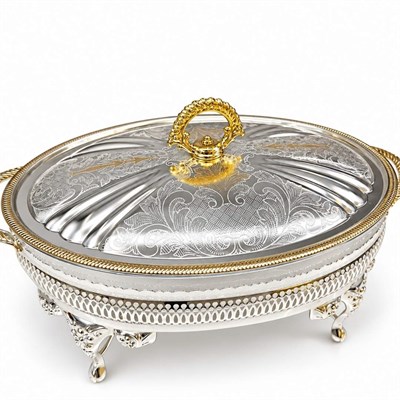 Winterbach Calista Isıtıcılı Oval Orta Sunumluk Silver Gold