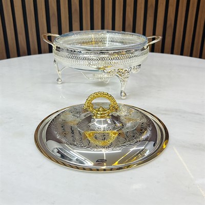Winterbach Calista Isıtıcılı Yuvarlak Sunumluk Silver Gold