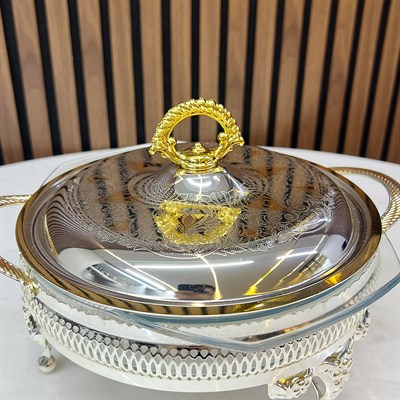 Winterbach Calista Isıtıcılı Yuvarlak Sunumluk Silver Gold