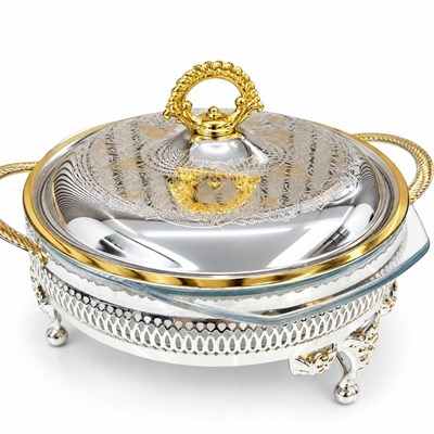 Winterbach Calista Isıtıcılı Yuvarlak Sunumluk Silver Gold