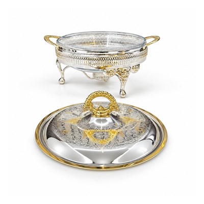 Winterbach Calista Isıtıcılı Yuvarlak Sunumluk Silver Gold