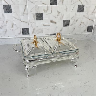 Winterbach Isıtıcılı 2 Bölmeli Servis Seti Silver Gold