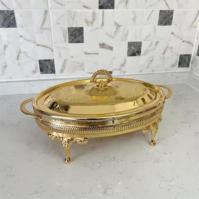 SunumlukWinterbach Isıtıcılı Oval Büyük Servis Seti Gold