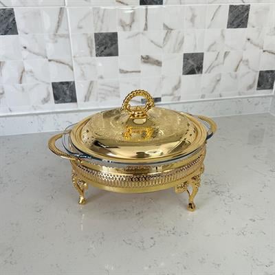 SunumlukWinterbach Isıtıcılı Yuvarlak Servis Seti Gold