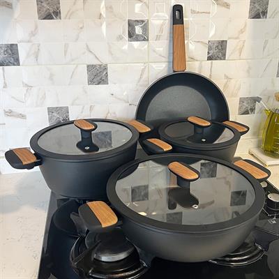 Winterbach Suwon 7 Parça Tencere Takımı - Siyah