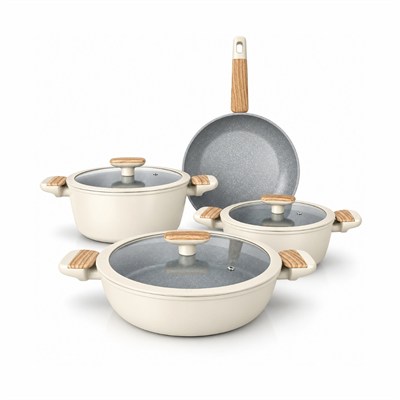 Winterbach Suwon 7 Parça Tencere Takımı - Krem