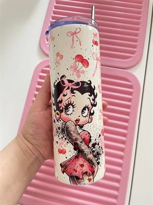 Betty Boop Baskılı Çelik Pipet Termos