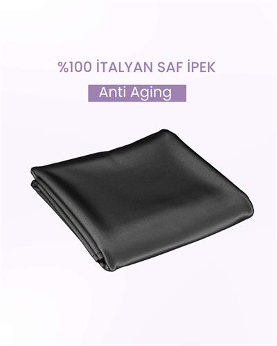 İpek Yastık Kılıfı %100 Saf İtalyan İpek | Shine Pillow Özel Tasarım Siyah 