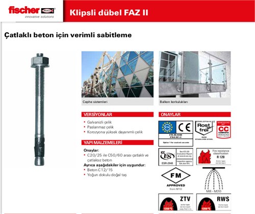 FİSCHER FAZ II ÇELİK DÜBEL 10/100 20 Lİ PAKET