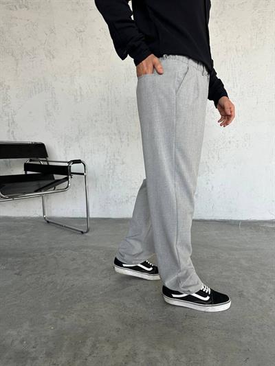 Baggy Pileli Pantolon Gri