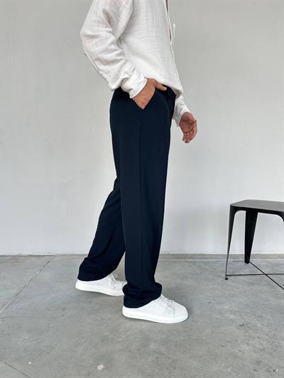 Baggy Pileli Pantolon Lacivert