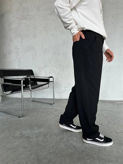 Baggy Pileli Pantolon Siyah