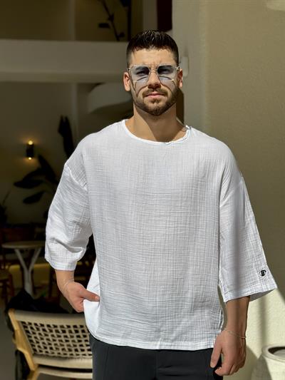 Fakir Kol Müslin Tshirt Beyaz