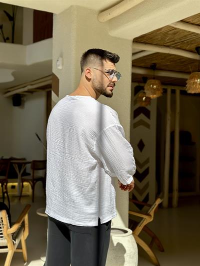 Fakir Kol Müslin Tshirt Beyaz