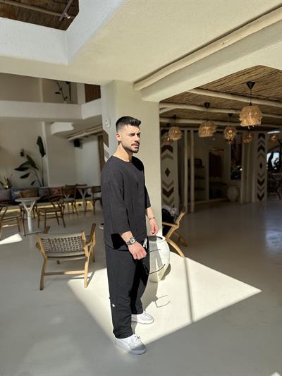 Fakir Kol Müslin Tshirt Siyah