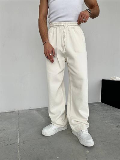 Gabardin Baggy Pantolon Beyaz
