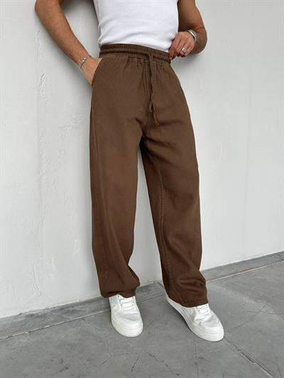 Gabardin Baggy Pantolon Kahve