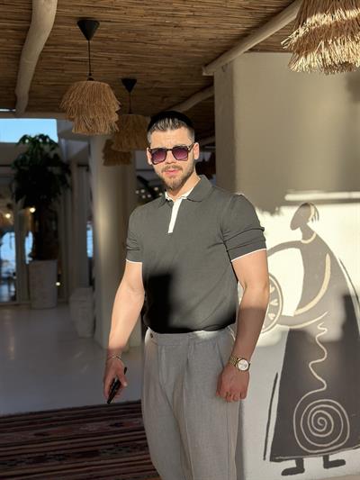 Yakalı İnce Triko Tshirt Siyah