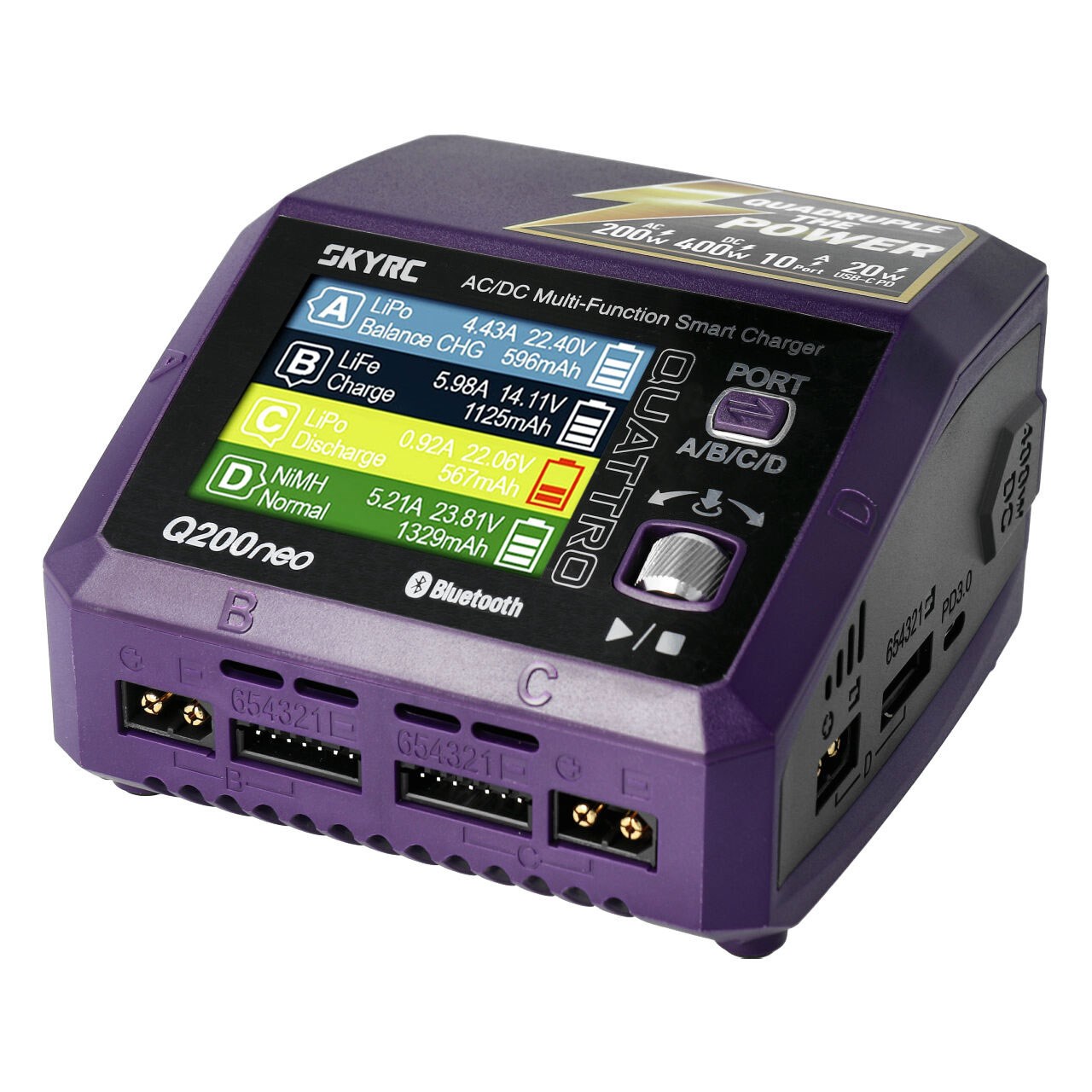 Q200neo AC/DC Dörtlü Çıkışlı Şarjer / Deşarjer