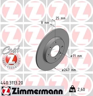 Peugeot 106 Arka Fren Diski 247mm ZIMMERMANN