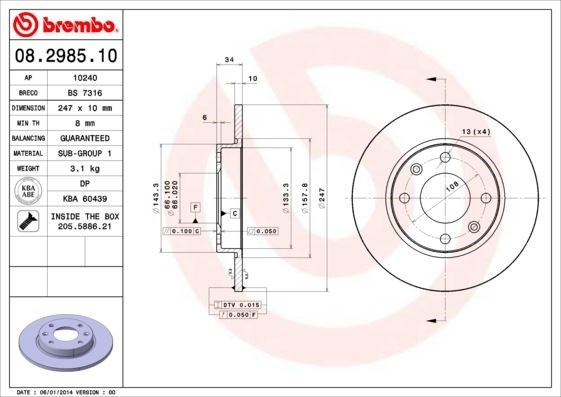 Peugeot 106 91-05 306 93-01 206 98-00 Citroen Saxo 96-04 C15 84-00 ZX 91-97... BREMBO