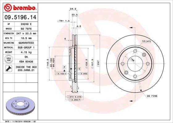 Peugeot 106 Ön Fren Aynası BREMBO