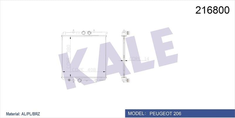 Peugeot 206 Radyatör Mekanik Klimasız KALE-RADYATOR