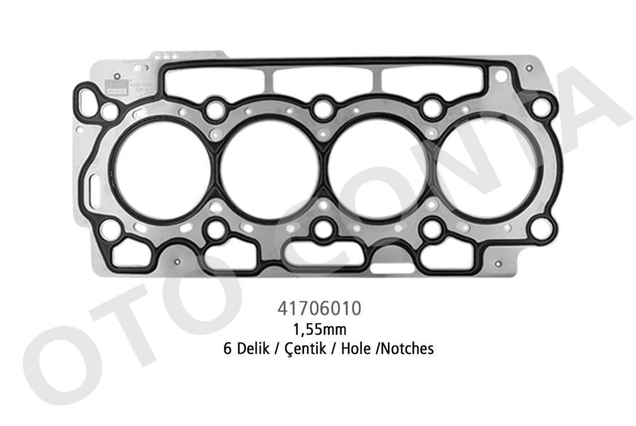 Peugeot 206 Silindir Kapak Contası Çelik MLS 1.55mm 6 Delik 1.4 HDİ... OTOCONTA