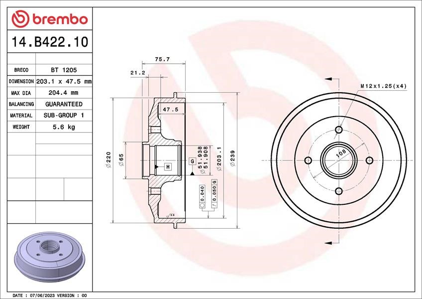 Peugeot 208 Arka Fren Kampanası Rulmansız BREMBO