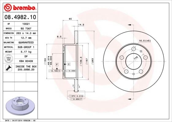 Volvo 240P242-P244 240 KombiP245 Ön Fren Diski BREMBO