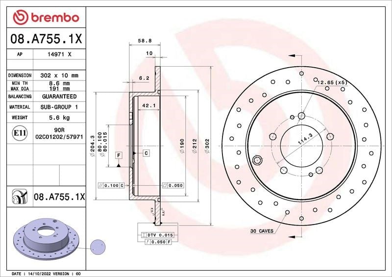 Peugeot 4007 4008 Citroen C4 Aircross C-Crosser Mitsubishi Outlander ASX... BREMBO