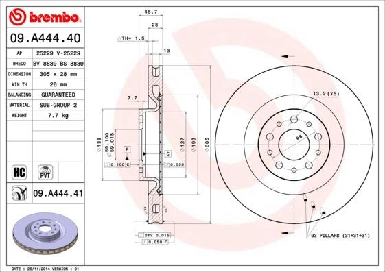 Fiat 500L Doblo Ön Fren Aynası Hava Kanallı BREMBO