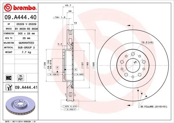 Fiat 500L Doblo Ön Fren Aynası Hava Kanallı BREMBO