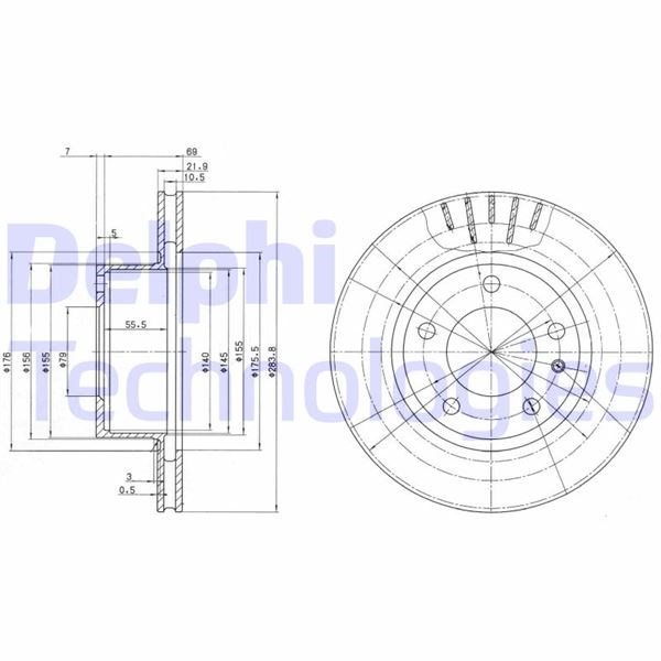 BMW 518 520 524 525 528 Ön Fren Diski Delikli DELPHI