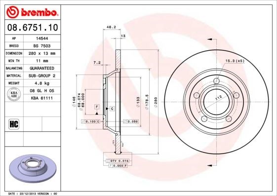 Audi A4 Ön Fren Aynası BREMBO