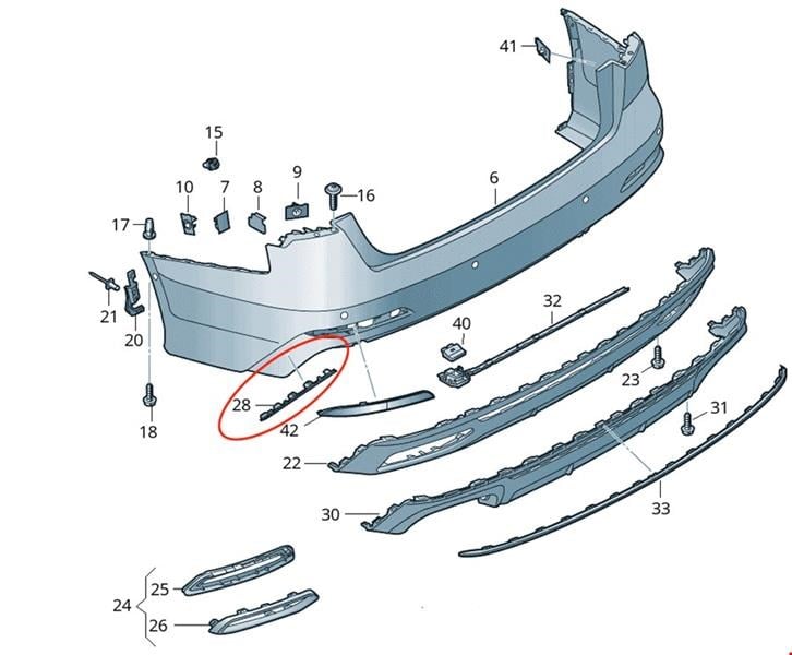 Audi A6 Arka Tampon Çıtası Sol S-Line DOGAN-