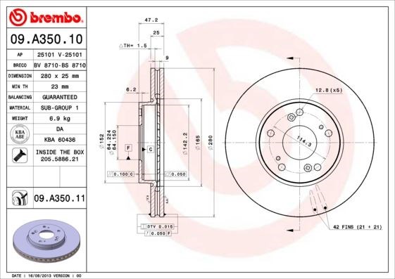 Honda Accord Ön Fren Diski Havalı BREMBO