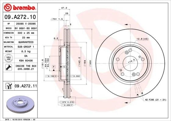 Honda Accord Ön Fren Diski Hava Kanallı BREMBO