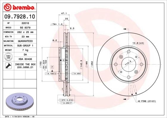 Honda Accord Ön Fren Diski Hava Kanallı BREMBO