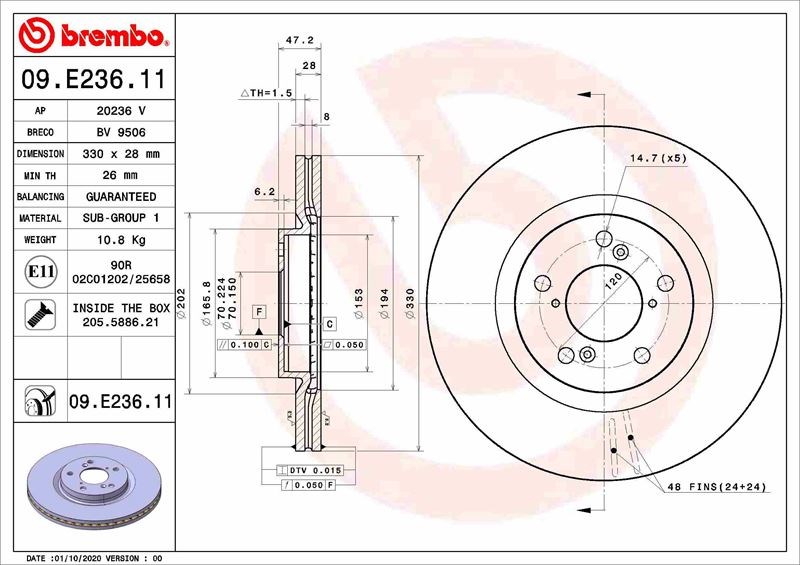 Acura MDX Ön Fren Diski BREMBO