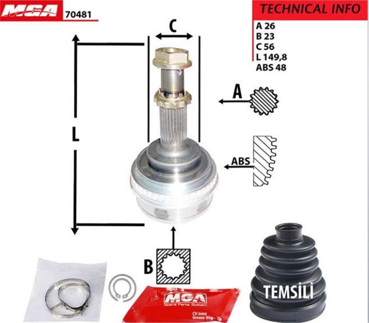 Aks Kafa Dış-(Abslı)-(Toyota: Corolla 93>02 