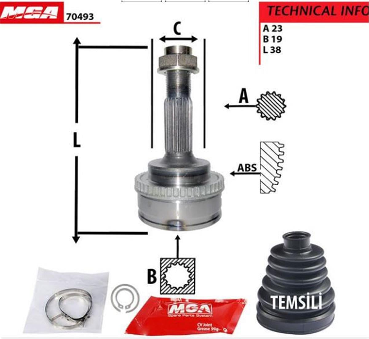 Aks Kafa Dış (Abslı)-(Toyota: Yarıs 99>05 