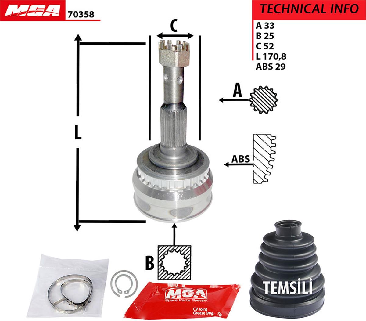 Aks Kafası Dış Abslı (Opel: Vectra A 2.0 89-95 Astra 91-96) 33*25*52