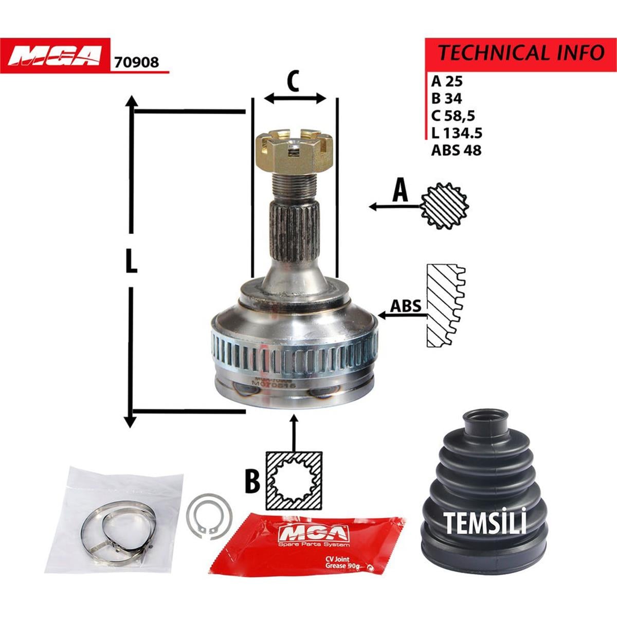 Aks Kafası Dış Sağ-Sol  ( Peugeot:207-Partnerıı-308-3008-5008/Cıtroen : C3-Piç A